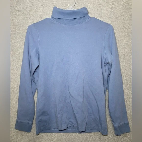 LL Bean Women's Cotton Turtleneck Pullover Blue Long Sleeve Shirt Size Small - Picture 1 of 7